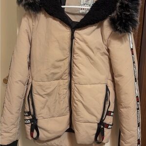 Beige Winter Coat with Fur Hood | Trendy & Warm